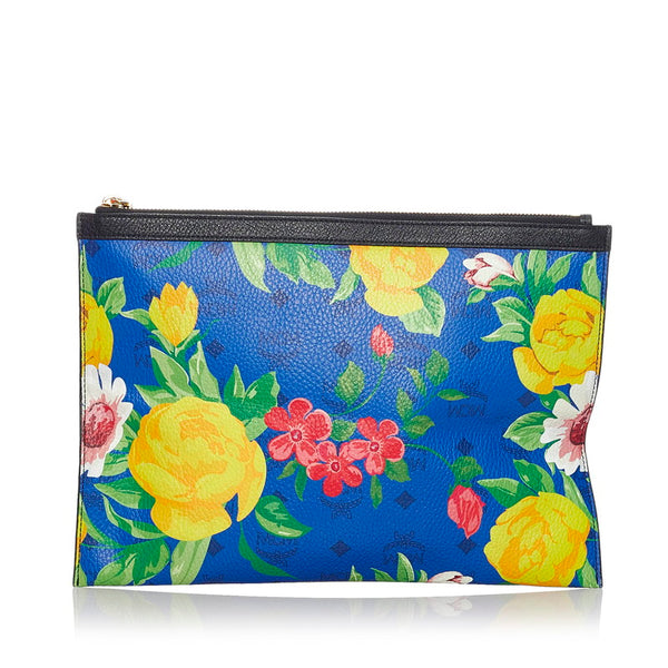 エム シー エム ヴィセトス フラワー クラッチバッグ ブルー マルチ PVC レザー レディース MCM 【中古】