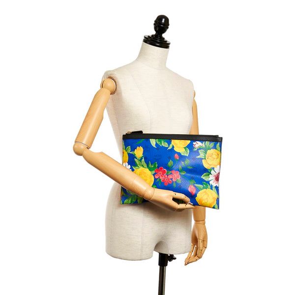 エム シー エム ヴィセトス フラワー クラッチバッグ ブルー マルチ PVC レザー レディース MCM 【中古】