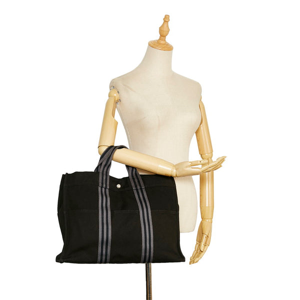 エルメス フールトゥMM ハンドバッグ トートバッグ ブラック キャンバス レディース HERMES 【中古】