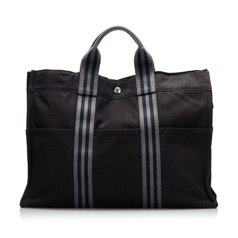 エルメス フールトゥMM ハンドバッグ トートバッグ ブラック キャンバス レディース HERMES 【中古】