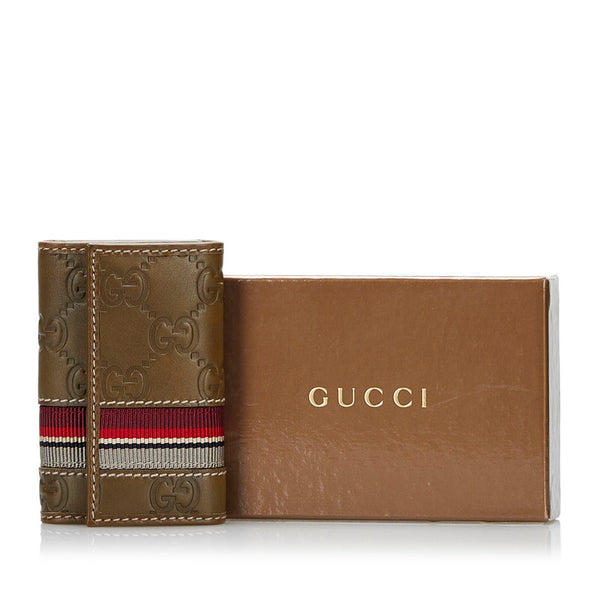 グッチ グッチシマ 6連 キーケース 138077 カーキ レザー メンズ GUCCI 【中古】
