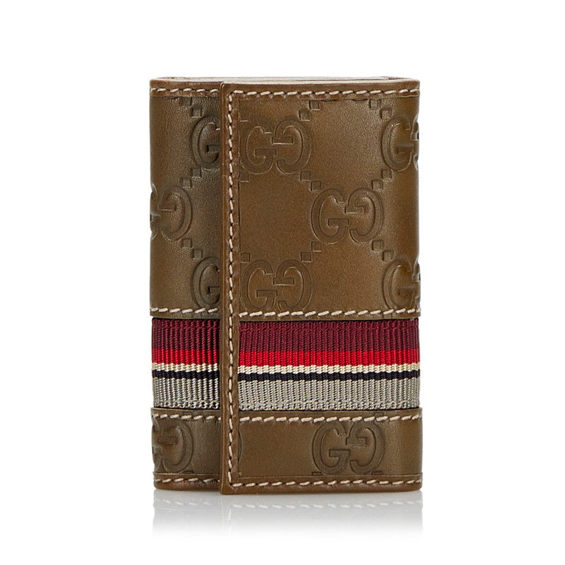 グッチ グッチシマ 6連 キーケース 138077 カーキ レザー メンズ GUCCI 【中古】