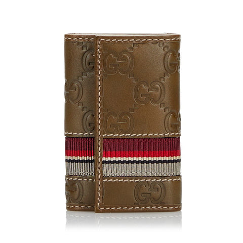 グッチ グッチシマ 6連 キーケース 138077 カーキ レザー メンズ GUCCI 【中古】