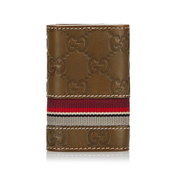 グッチ グッチシマ 6連 キーケース 138077 カーキ レザー メンズ GUCCI 【中古】