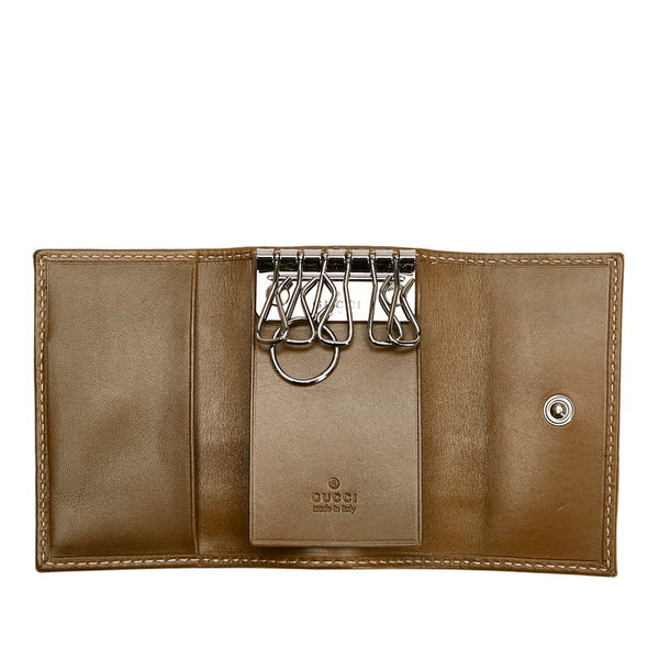 グッチ グッチシマ 6連 キーケース 138077 カーキ レザー メンズ GUCCI 【中古】