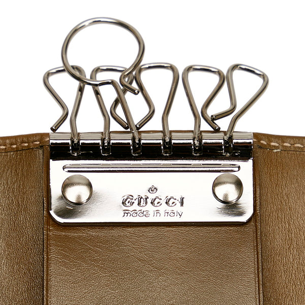 グッチ グッチシマ 6連 キーケース 138077 カーキ レザー メンズ GUCCI 【中古】