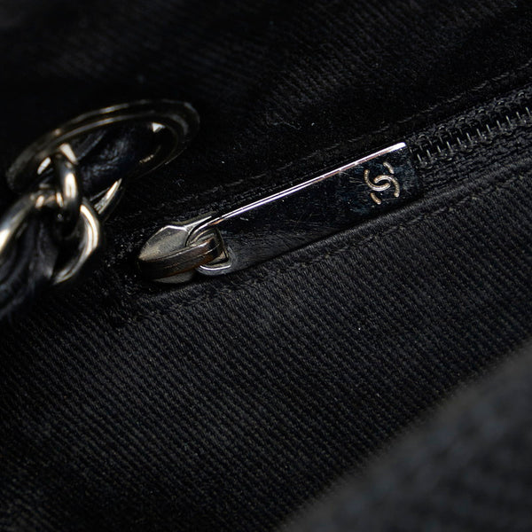 シャネル Vステッチ　 ココチャーム トートバッグ ショルダーバッグ ブラック シルバー キャンバス レザー レディース CHANEL 【中古】