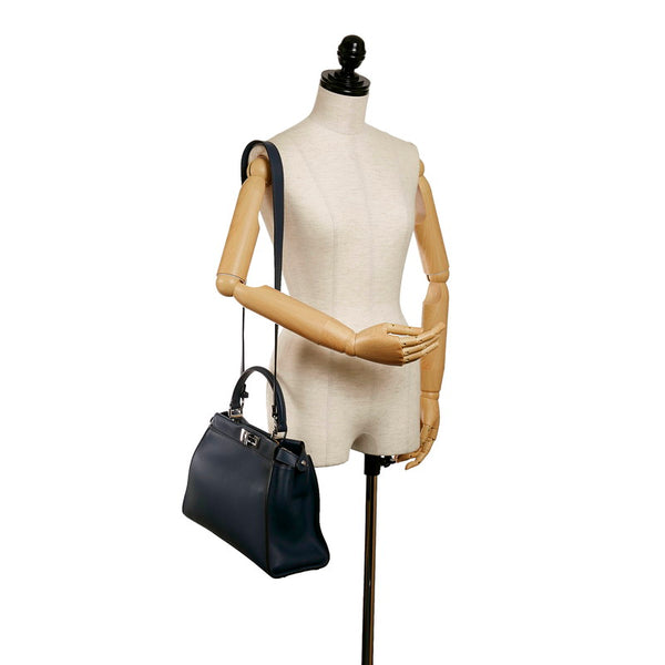 フェンディ ピーカブー ハンドバッグ ショルダーバッグ 2WAY 8BN290 ネイビー レザー レディース FENDI 【中古】
