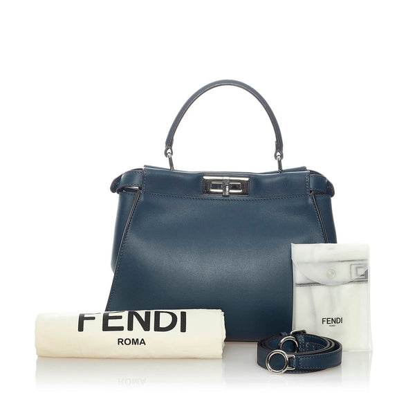 フェンディ ピーカブー ハンドバッグ ショルダーバッグ 2WAY 8BN290 ネイビー レザー レディース FENDI 【中古】