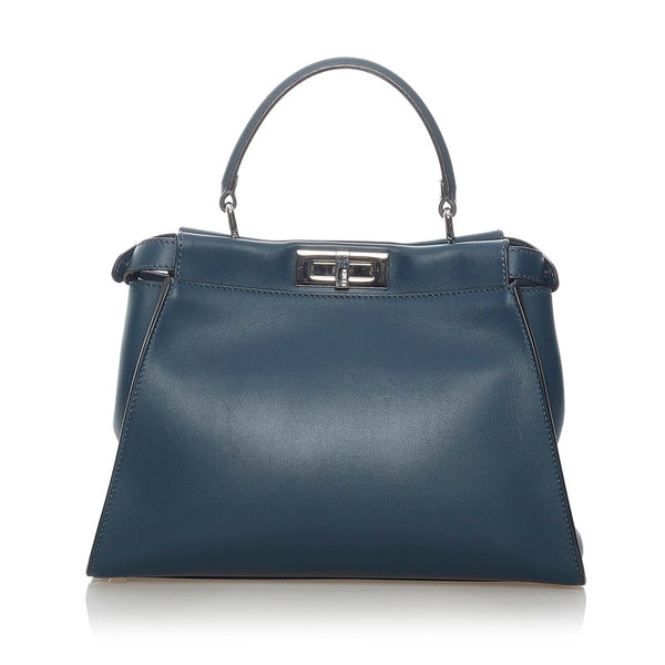 フェンディ ピーカブー ハンドバッグ ショルダーバッグ 2WAY 8BN290 ネイビー レザー レディース FENDI 【中古】