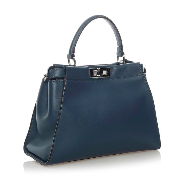 フェンディ ピーカブー ハンドバッグ ショルダーバッグ 2WAY 8BN290 ネイビー レザー レディース FENDI 【中古】