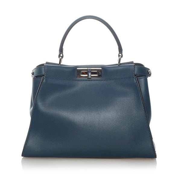 フェンディ ピーカブー ハンドバッグ ショルダーバッグ 2WAY 8BN290 ネイビー レザー レディース FENDI 【中古】