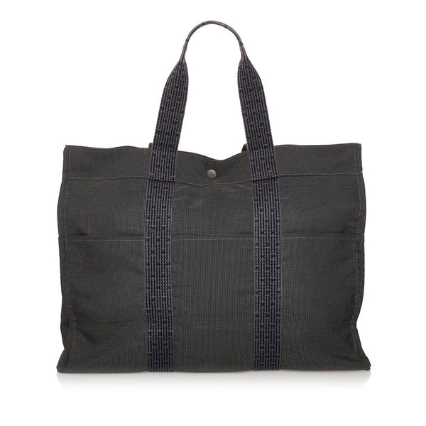 エルメス エールラインGM ハンドバッグ トートバッグ グレー キャンバス メンズ HERMES 【中古】