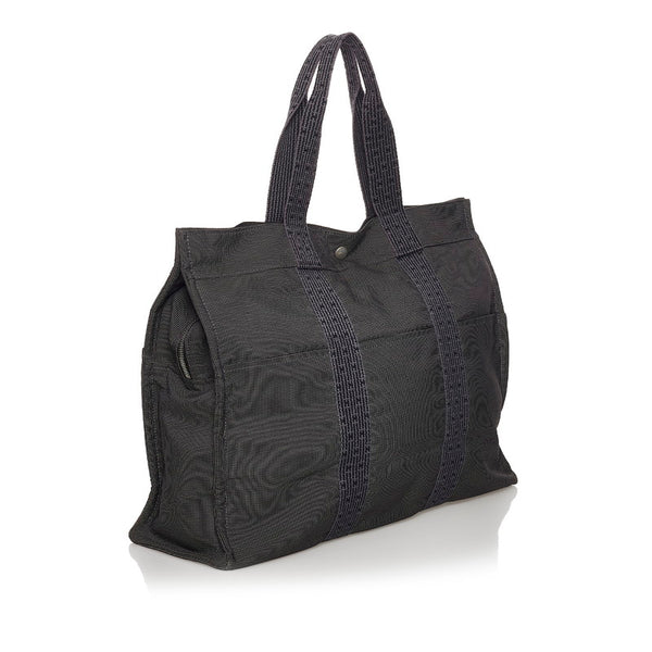 エルメス エールラインGM ハンドバッグ トートバッグ グレー キャンバス メンズ HERMES 【中古】