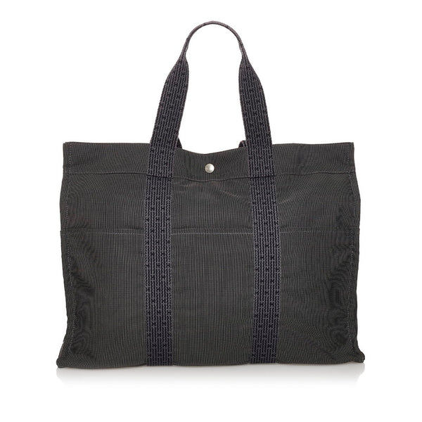 エルメス エールラインGM ハンドバッグ トートバッグ グレー キャンバス メンズ HERMES 【中古】