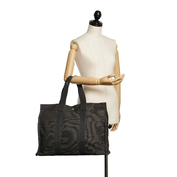 エルメス エールラインGM ハンドバッグ トートバッグ グレー キャンバス メンズ HERMES 【中古】