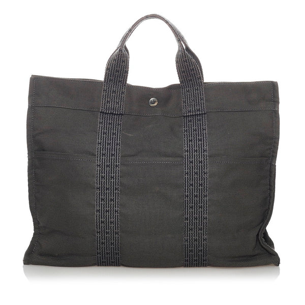 エルメス エールラインMM トートバッグ グレー キャンバス メンズ HERMES 【中古】