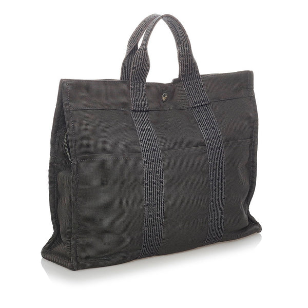 エルメス エールラインMM トートバッグ グレー キャンバス メンズ HERMES 【中古】