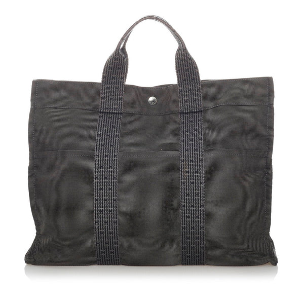 エルメス エールラインMM トートバッグ グレー キャンバス メンズ HERMES 【中古】
