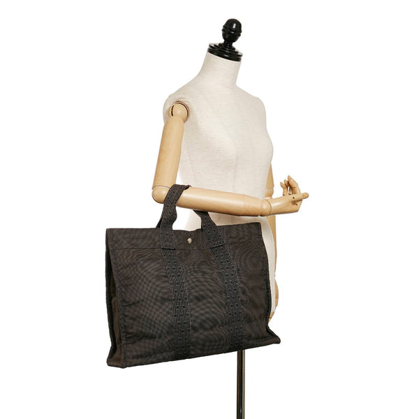 エルメス エールラインMM トートバッグ グレー キャンバス メンズ HERMES 【中古】