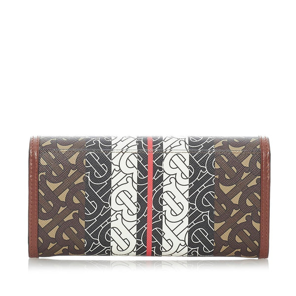 バーバリー TBモノグラム 長財布 ブラウン ブラック ホワイト PVC レザー メンズ BURBERRY 【中古】