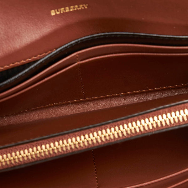 バーバリー TBモノグラム 長財布 ブラウン ブラック ホワイト PVC レザー メンズ BURBERRY 【中古】