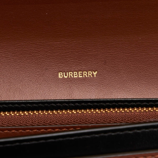 バーバリー TBモノグラム 長財布 ブラウン ブラック ホワイト PVC レザー メンズ BURBERRY 【中古】