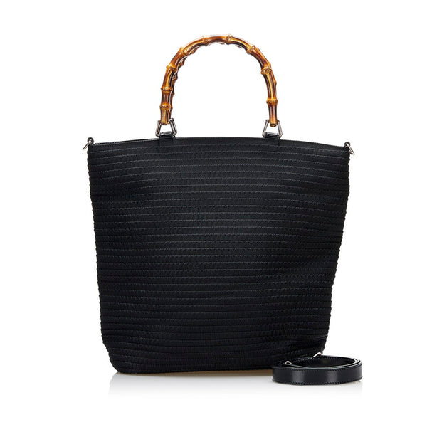 グッチ バンブー ハンドバッグ ショルダーバッグ 2WAY 002 1998 ブラック キャンバス レディース GUCCI 【中古】