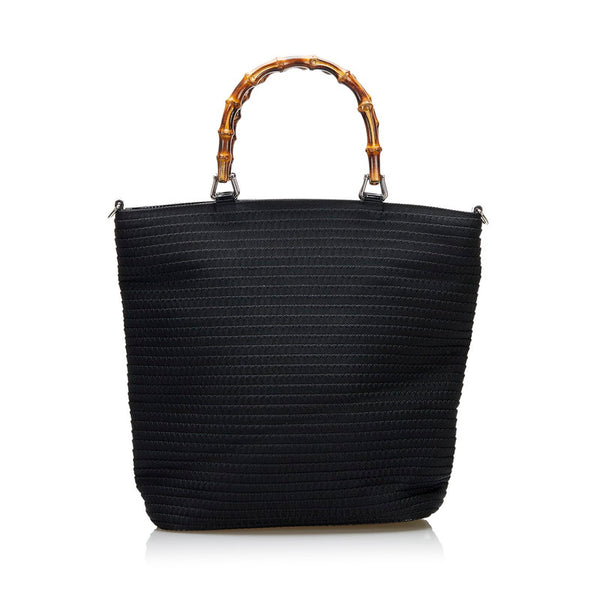 グッチ バンブー ハンドバッグ ショルダーバッグ 2WAY 002 1998 ブラック キャンバス レディース GUCCI 【中古】