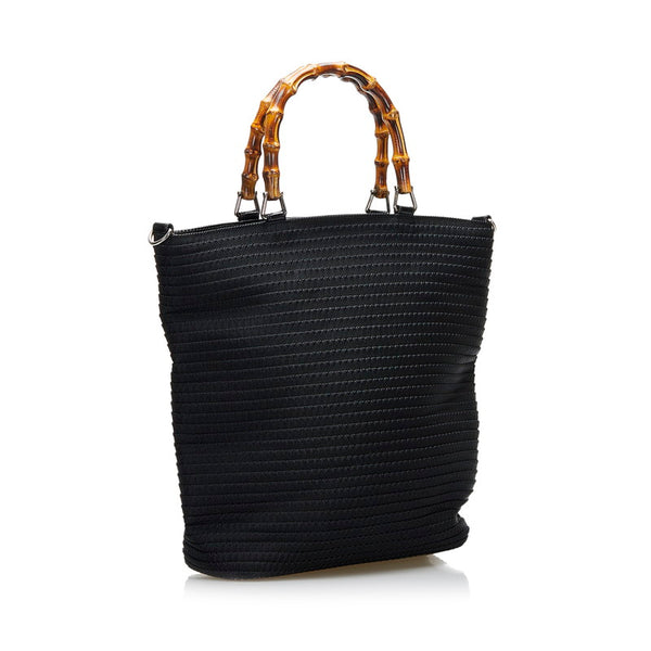 グッチ バンブー ハンドバッグ ショルダーバッグ 2WAY 002 1998 ブラック キャンバス レディース GUCCI 【中古】