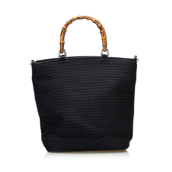 グッチ バンブー ハンドバッグ ショルダーバッグ 2WAY 002 1998 ブラック キャンバス レディース GUCCI 【中古】