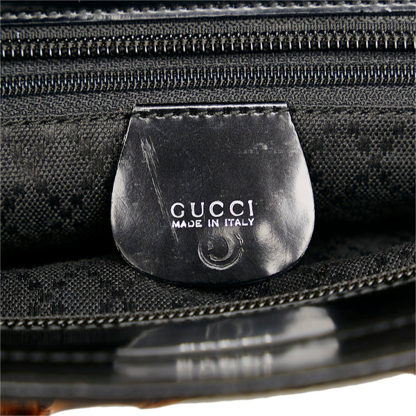 グッチ バンブー ハンドバッグ ショルダーバッグ 2WAY 002 1998 ブラック キャンバス レディース GUCCI 【中古】