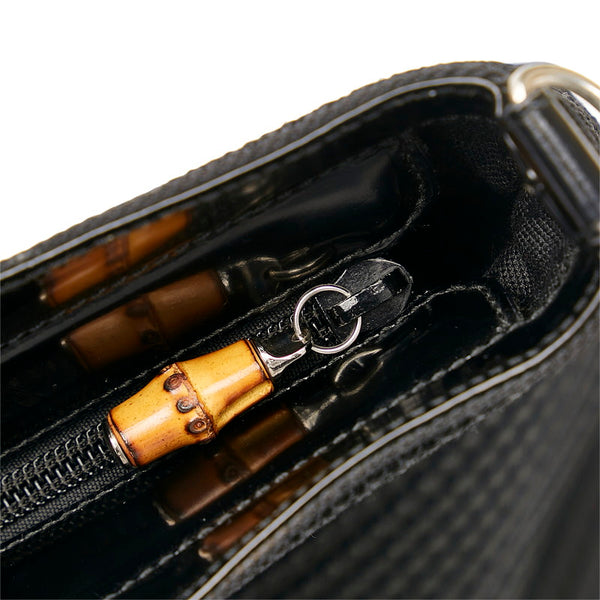 グッチ バンブー ハンドバッグ ショルダーバッグ 2WAY 002 1998 ブラック キャンバス レディース GUCCI 【中古】