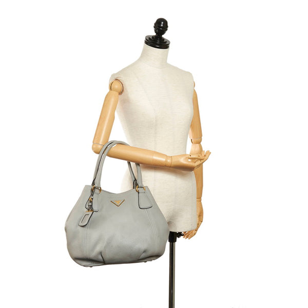 プラダ ハンドバッグ ライトグレー レザー レディース PRADA 【中古】