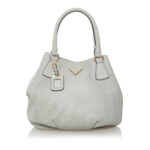 プラダ ハンドバッグ ライトグレー レザー レディース PRADA 【中古】
