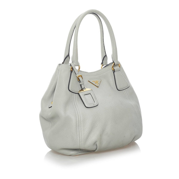 プラダ ハンドバッグ ライトグレー レザー レディース PRADA 【中古】