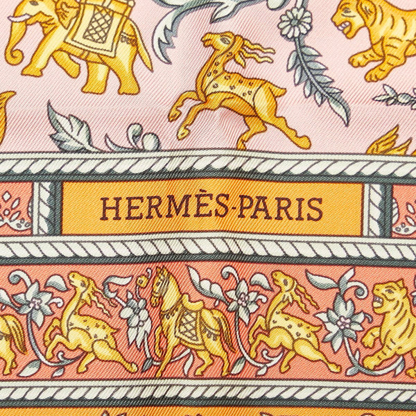 エルメス CHASSE EN INDE インドの狩猟 スカーフ オレンジ シルク レディース HERMES 【中古】