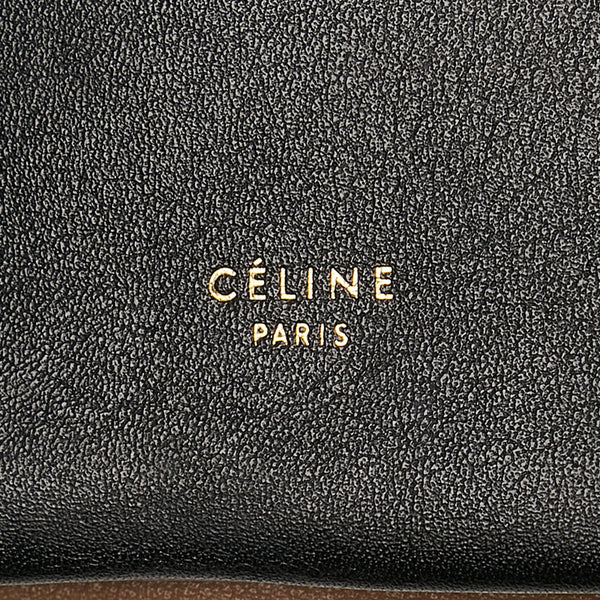 セリーヌ 折りたたみ式 カバ ベージュ ブラック レザー ハンドバッグ ショルダーバッグ２WAY レディース CELINE 【中古】