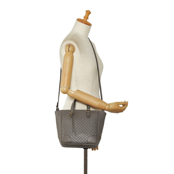 グッチ マイクロシマ ハンドバッグ ショルダーバッグ 2WAY 449241 グレー レザー レディース GUCCI 【中古】