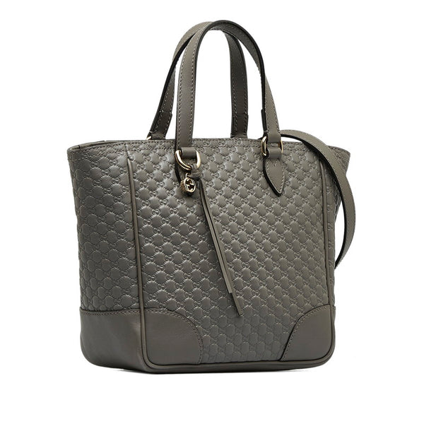 グッチ マイクロシマ ハンドバッグ ショルダーバッグ 2WAY 449241 グレー レザー レディース GUCCI 【中古】