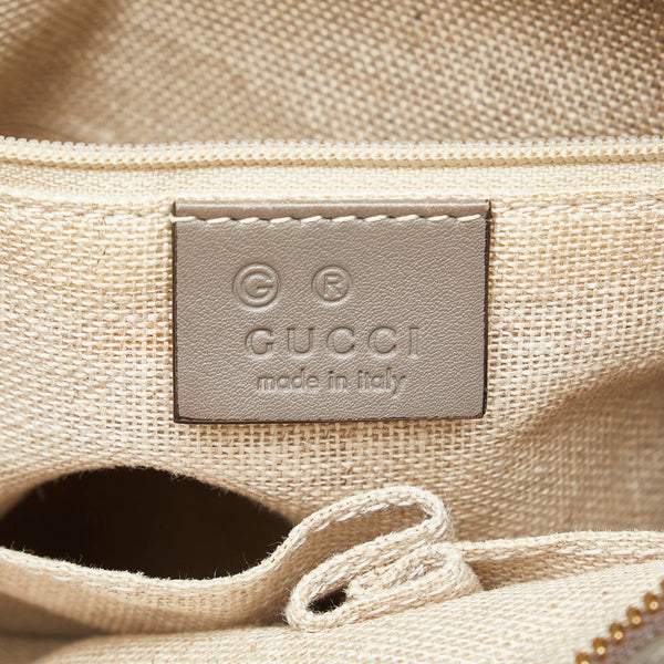 グッチ マイクロシマ ハンドバッグ ショルダーバッグ 2WAY 449241 グレー レザー レディース GUCCI 【中古】