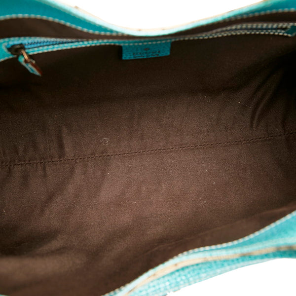 グッチ GGキャンバス ニュージャッキー ワンショルダーバッグ ハンドバッグ 124407 ベージュ ターコイズブルー キャンバス レザー レディース GUCCI 【中古】