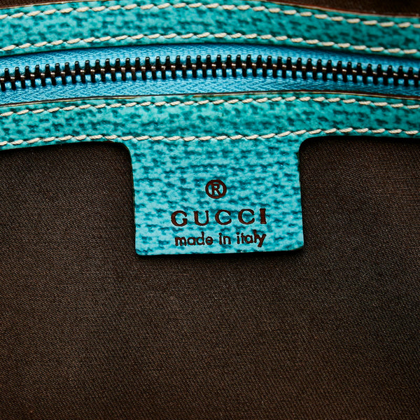 グッチ GGキャンバス ニュージャッキー ワンショルダーバッグ ハンドバッグ 124407 ベージュ ターコイズブルー キャンバス レザー レディース GUCCI 【中古】