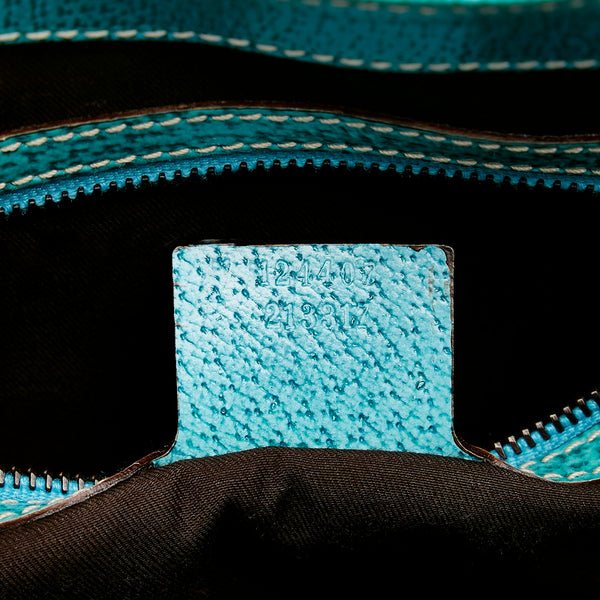 グッチ GGキャンバス ニュージャッキー ワンショルダーバッグ ハンドバッグ 124407 ベージュ ターコイズブルー キャンバス レザー レディース GUCCI 【中古】