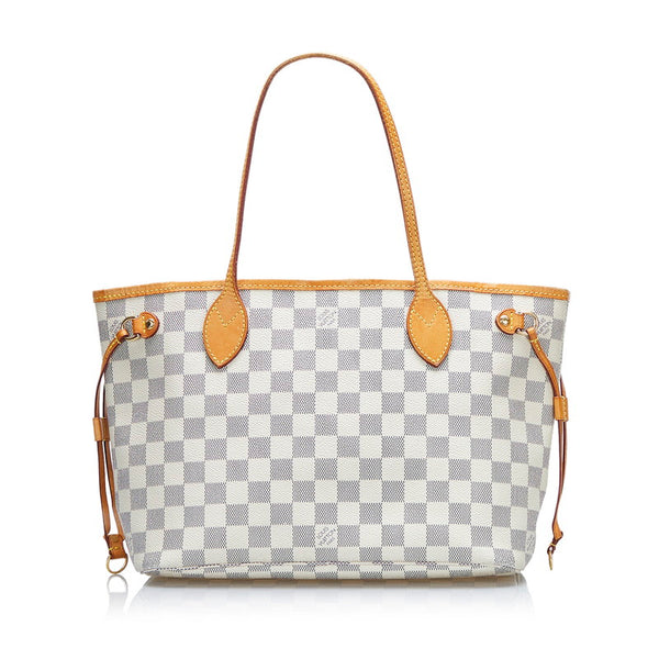 ルイ ヴィトン ダミエ アズール ネヴァーフルPM トートバッグ N51110 ホワイト PVC レザー レディース LOUIS VUITTON 【中古】