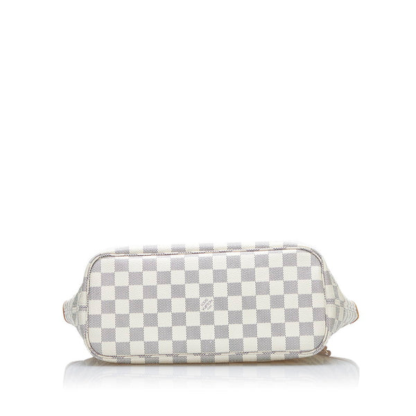 ルイ ヴィトン ダミエ アズール ネヴァーフルPM トートバッグ N51110 ホワイト PVC レザー レディース LOUIS VUITTON 【中古】