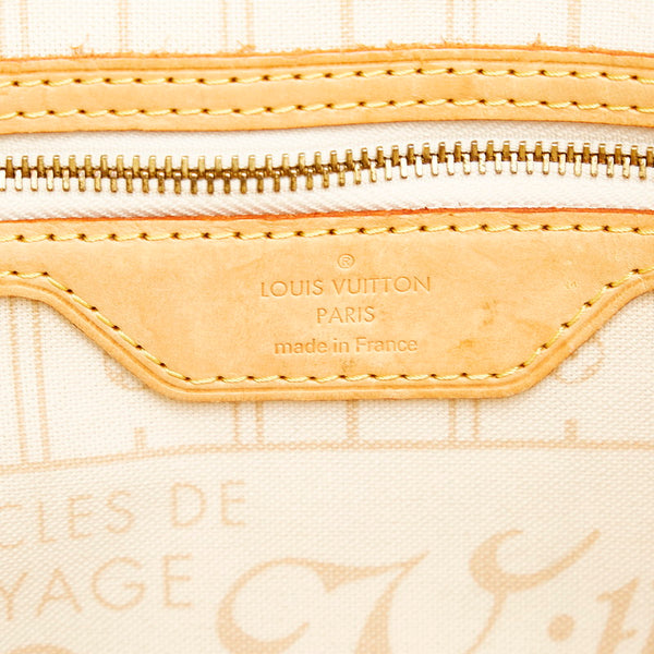 ルイ ヴィトン ダミエ アズール ネヴァーフルPM トートバッグ N51110 ホワイト PVC レザー レディース LOUIS VUITTON 【中古】