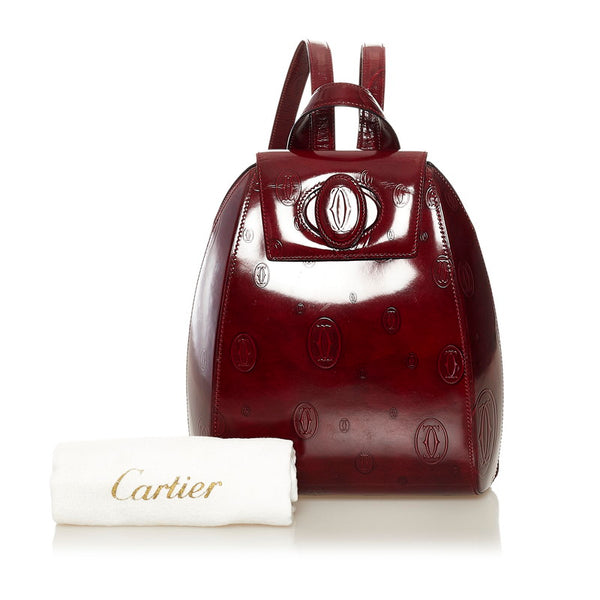 カルティエ ハッピーバースデー リュック デイパック ボルドー エナメル レディース CARTIER 【中古】