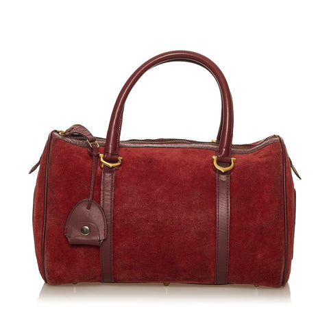 カルティエ マスト  ハンドバッグ ミニボストン ボルドー スウェード レザー レディース CARTIER 【中古】