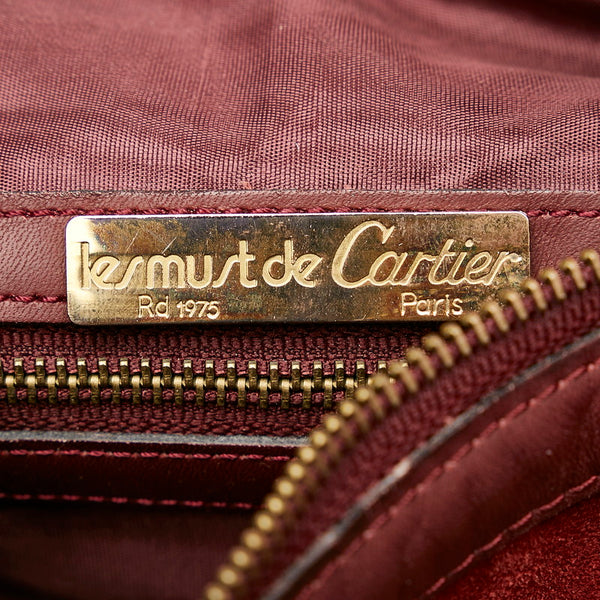 カルティエ マスト  ハンドバッグ ミニボストン ボルドー スウェード レザー レディース CARTIER 【中古】